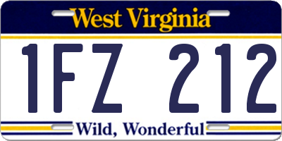WV license plate 1FZ212