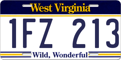 WV license plate 1FZ213