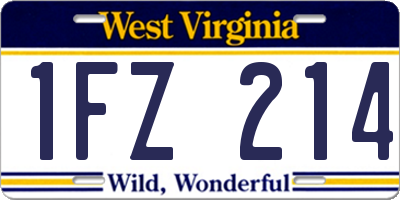WV license plate 1FZ214