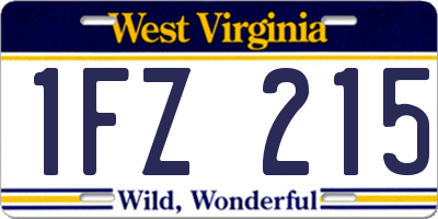 WV license plate 1FZ215