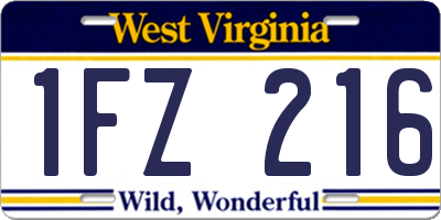 WV license plate 1FZ216