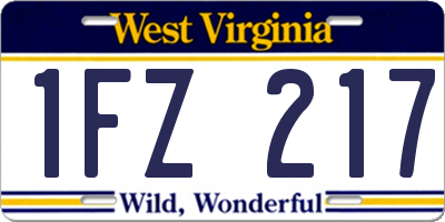 WV license plate 1FZ217