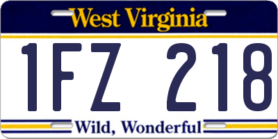 WV license plate 1FZ218