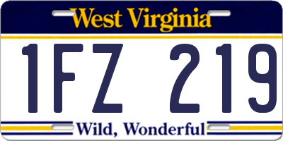 WV license plate 1FZ219