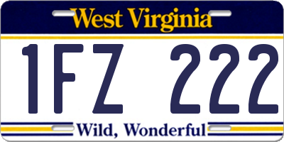 WV license plate 1FZ222