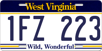 WV license plate 1FZ223