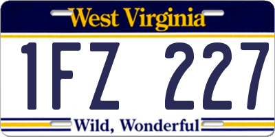 WV license plate 1FZ227