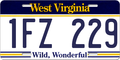 WV license plate 1FZ229