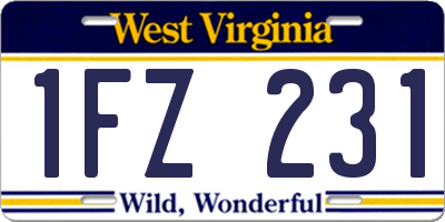 WV license plate 1FZ231
