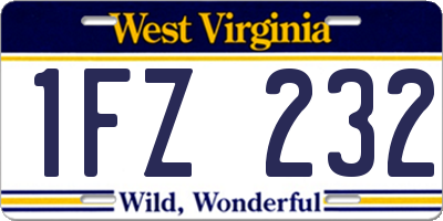 WV license plate 1FZ232