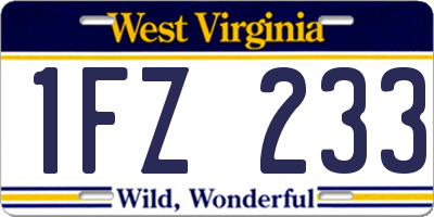 WV license plate 1FZ233