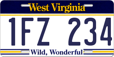WV license plate 1FZ234