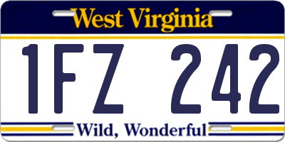 WV license plate 1FZ242