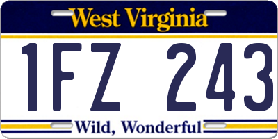WV license plate 1FZ243