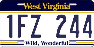 WV license plate 1FZ244