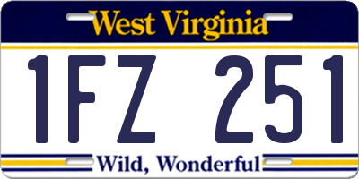 WV license plate 1FZ251