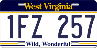 WV license plate 1FZ257