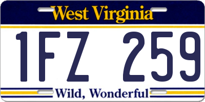 WV license plate 1FZ259