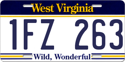 WV license plate 1FZ263