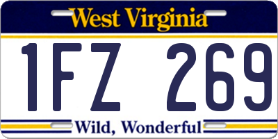 WV license plate 1FZ269
