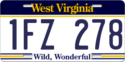 WV license plate 1FZ278