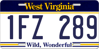 WV license plate 1FZ289
