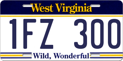 WV license plate 1FZ300