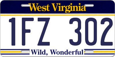 WV license plate 1FZ302