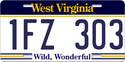 WV license plate 1FZ303