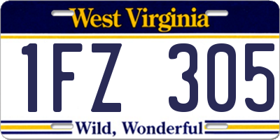 WV license plate 1FZ305