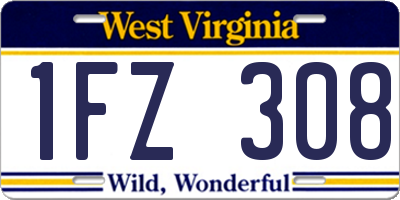 WV license plate 1FZ308