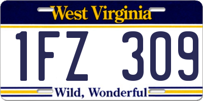 WV license plate 1FZ309
