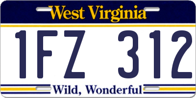 WV license plate 1FZ312