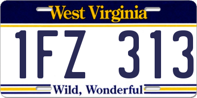 WV license plate 1FZ313