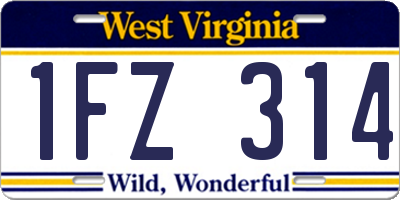 WV license plate 1FZ314
