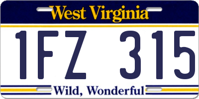 WV license plate 1FZ315