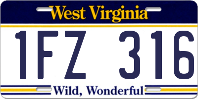 WV license plate 1FZ316