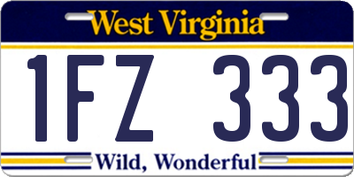 WV license plate 1FZ333