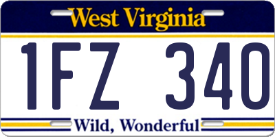 WV license plate 1FZ340