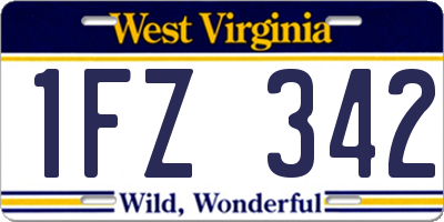 WV license plate 1FZ342