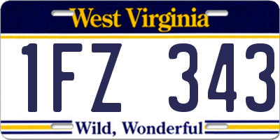 WV license plate 1FZ343