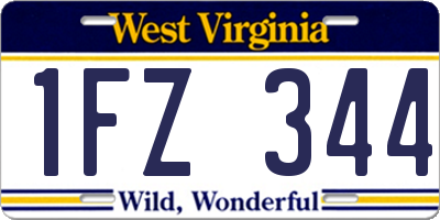 WV license plate 1FZ344