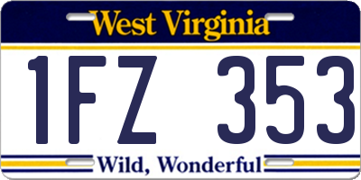 WV license plate 1FZ353