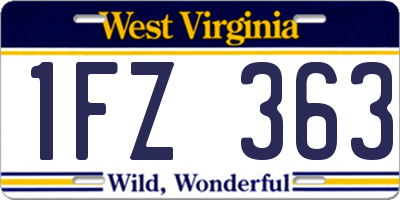 WV license plate 1FZ363