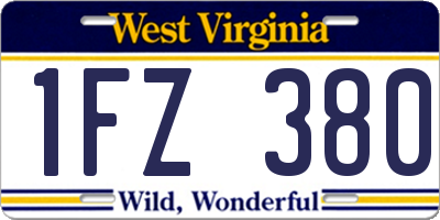 WV license plate 1FZ380