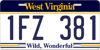 WV license plate 1FZ381