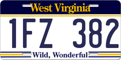WV license plate 1FZ382