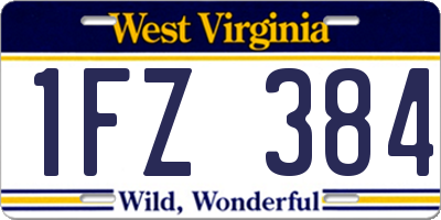 WV license plate 1FZ384