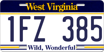 WV license plate 1FZ385