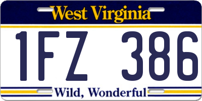WV license plate 1FZ386